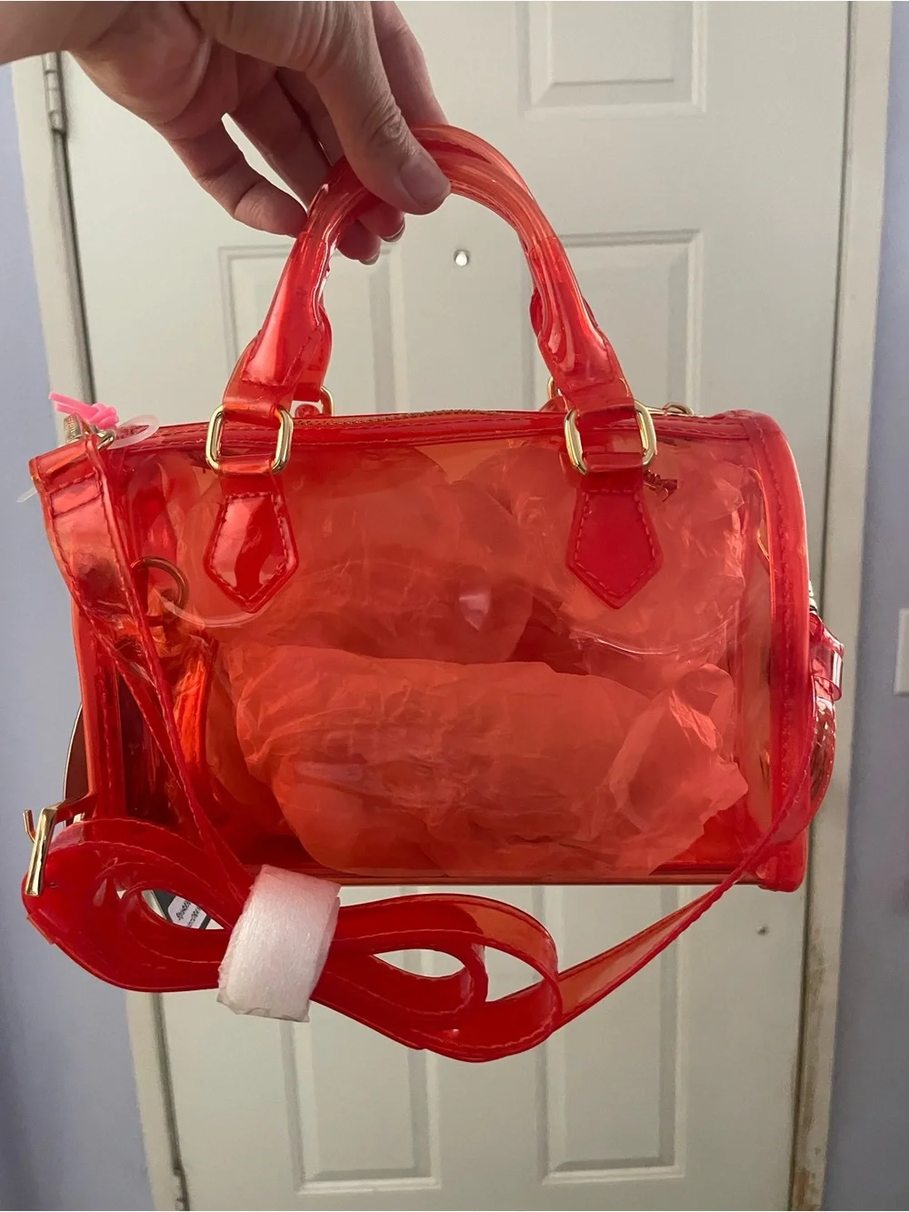 Orange Clear Mini Satchel Bag - Women